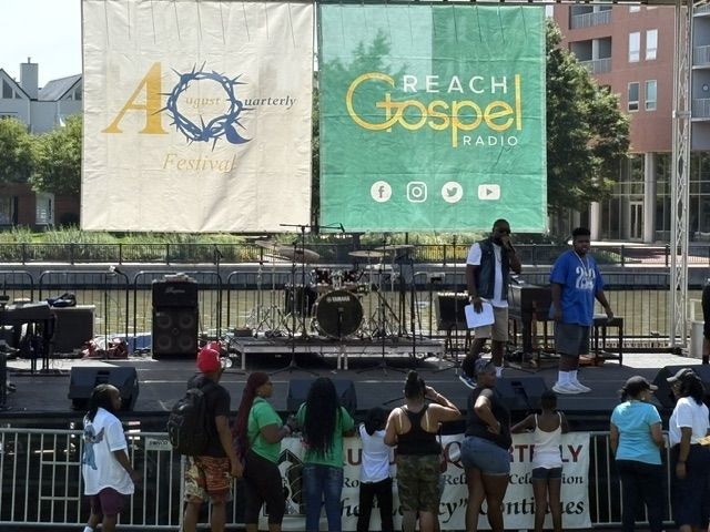 The August Quarterly Festival stage on the Wilmington riverfront.